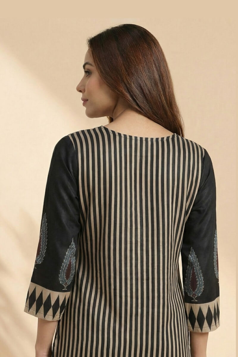 Noir Ajrakh Elegance Modal Kurta