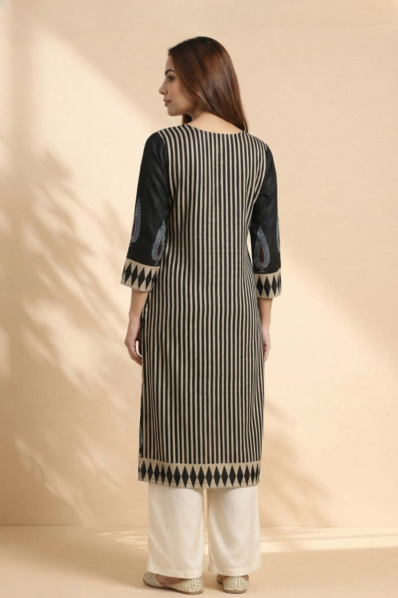 Noir Ajrakh Elegance Modal Kurta