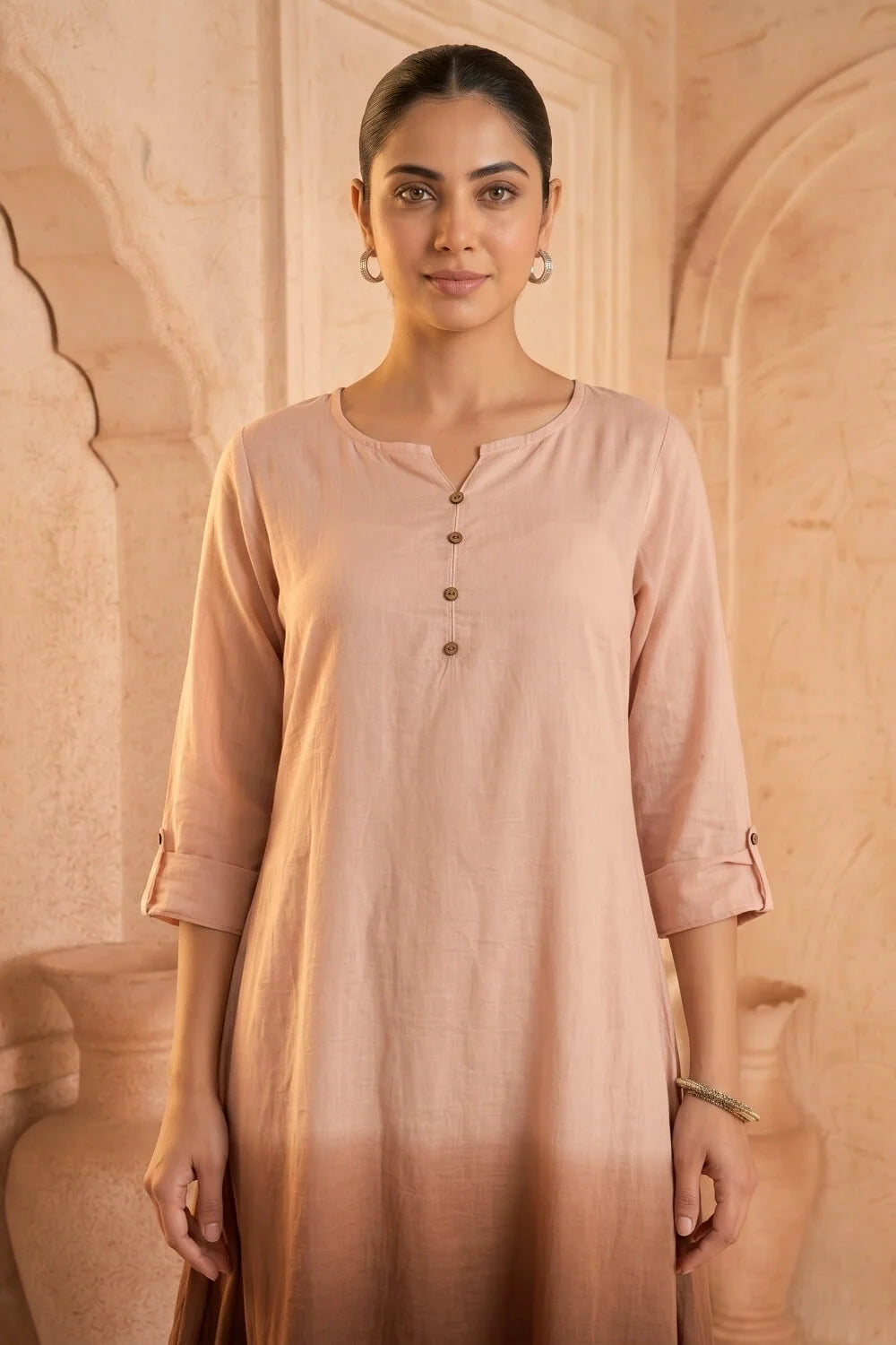 Cocoa Cascade Ombre Mulmul Layered Dress