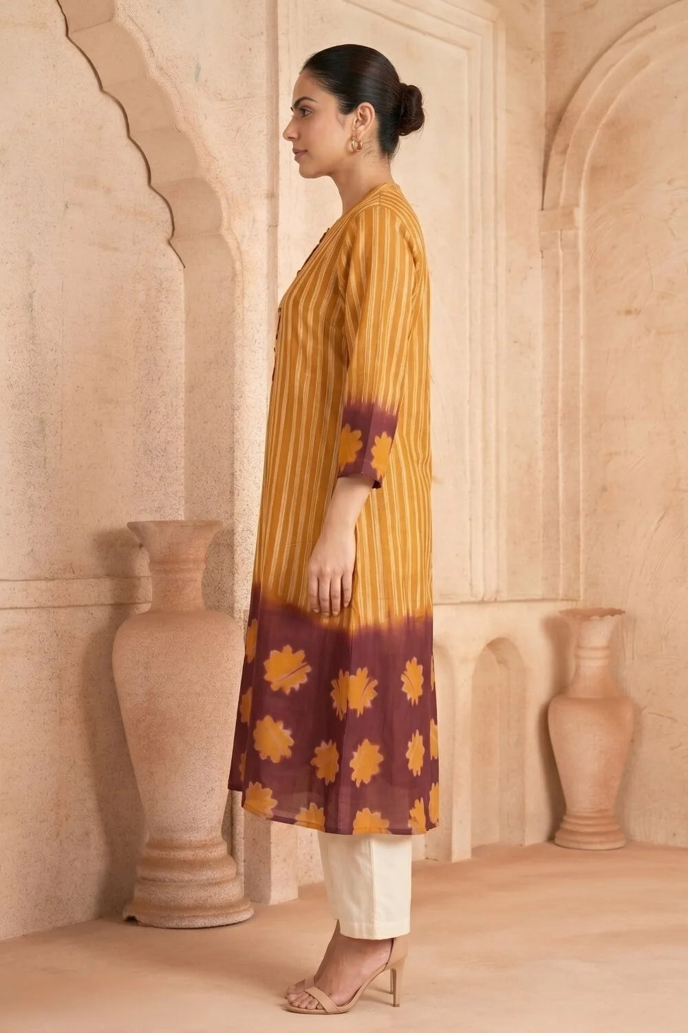 Amber Mirage Hand Shibori Chanderi Kurta