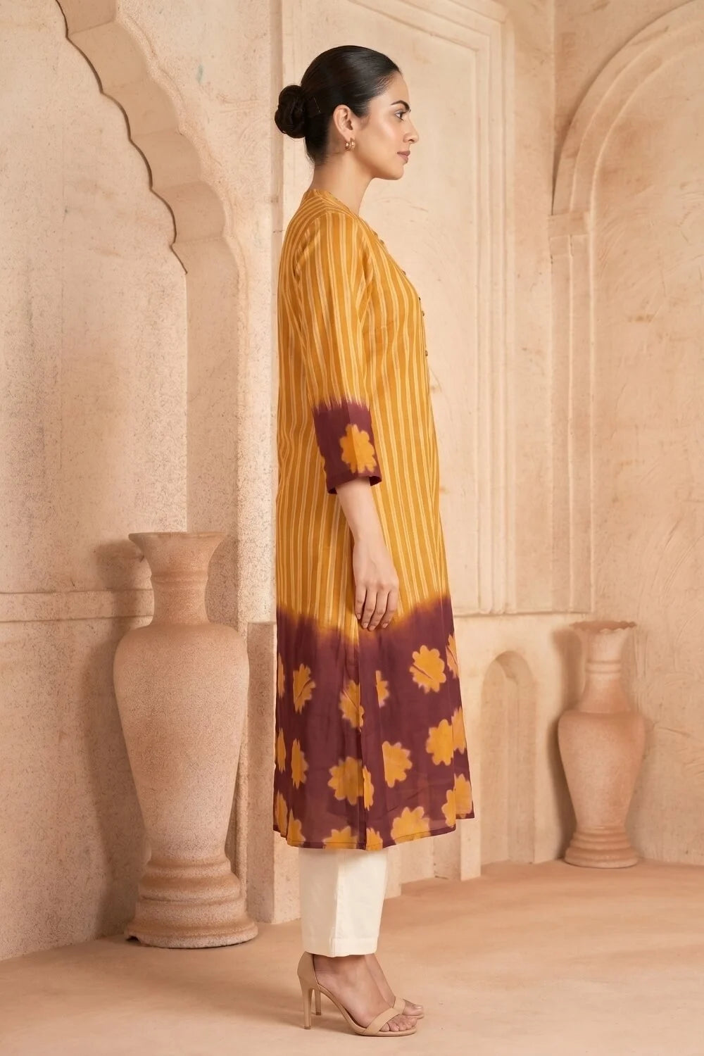 Amber Mirage Hand Shibori Chanderi Kurta