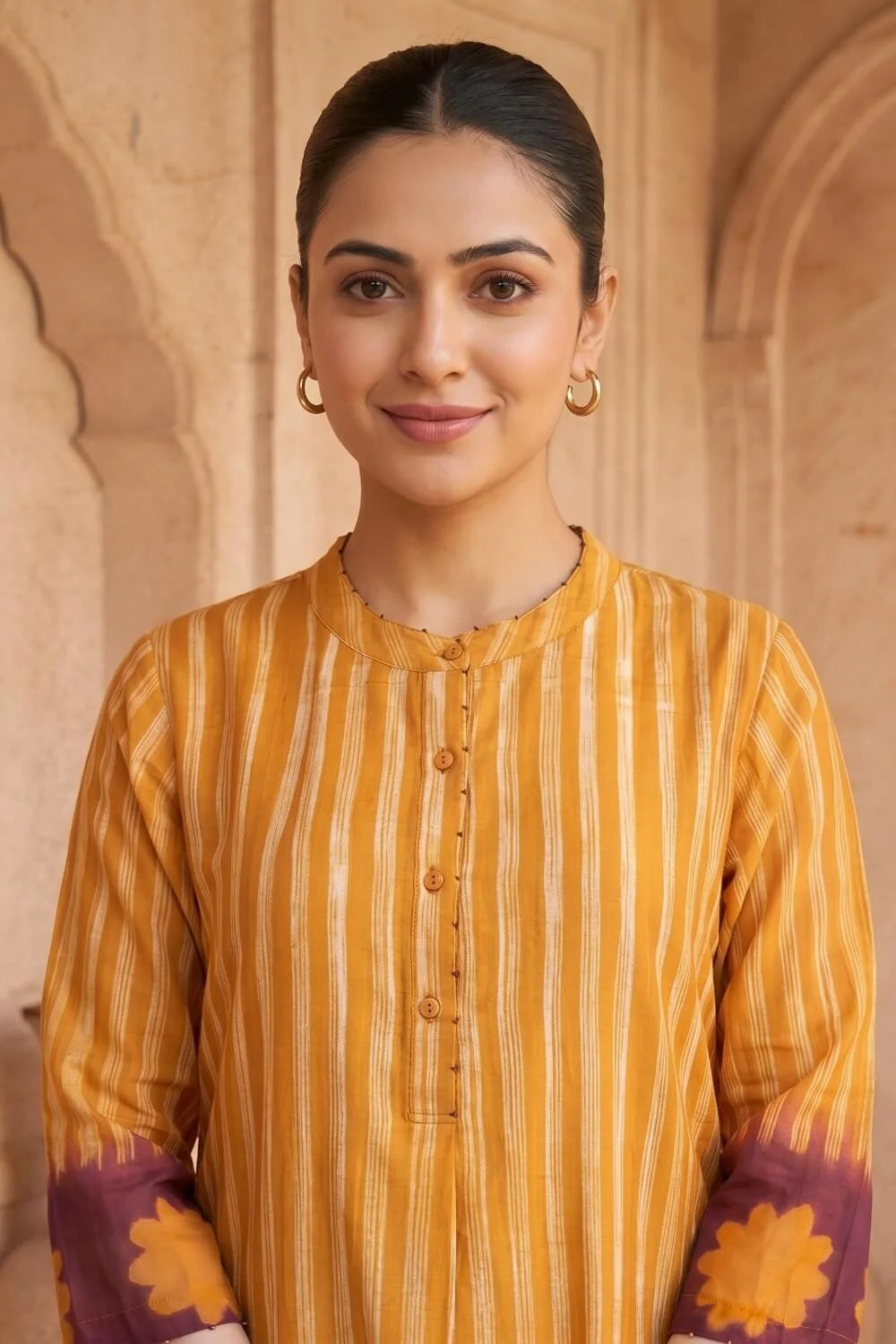 Amber Mirage Hand Shibori Chanderi Kurta
