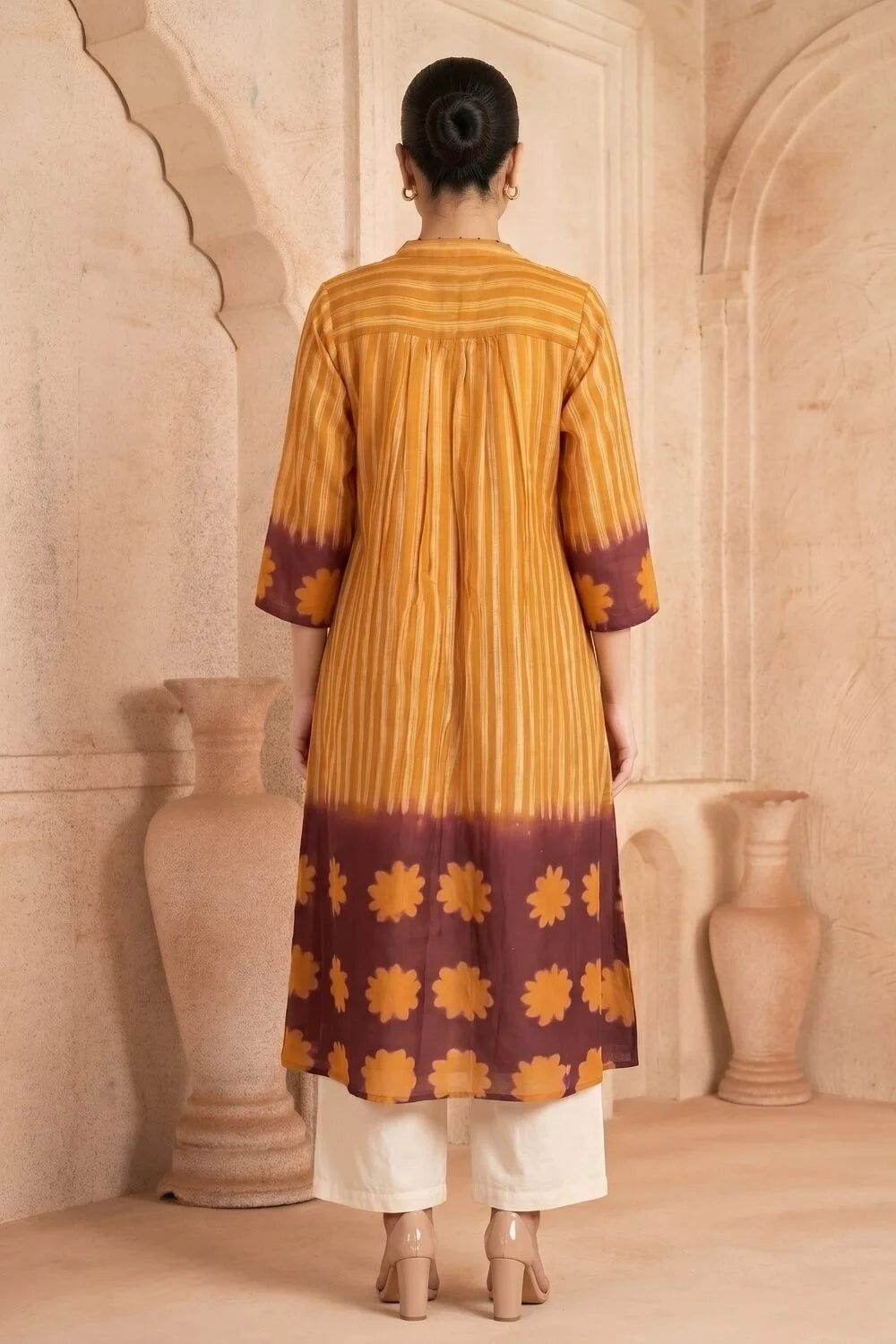 Amber Mirage Hand Shibori Chanderi Kurta