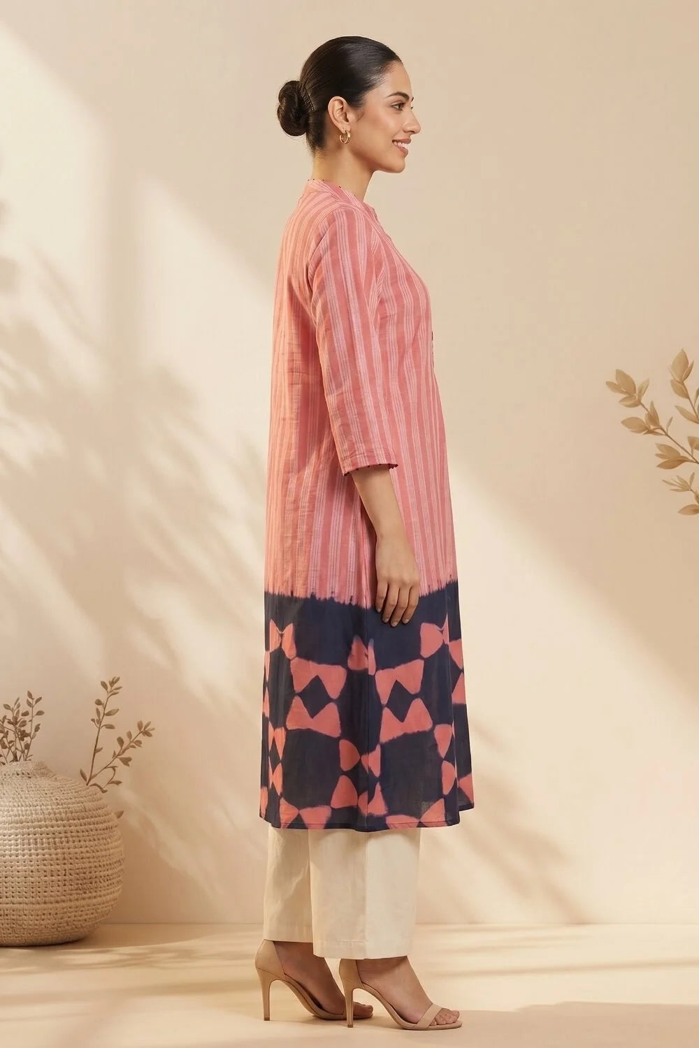 Rosé Rhythm Hand Shibori Chanderi Kurta