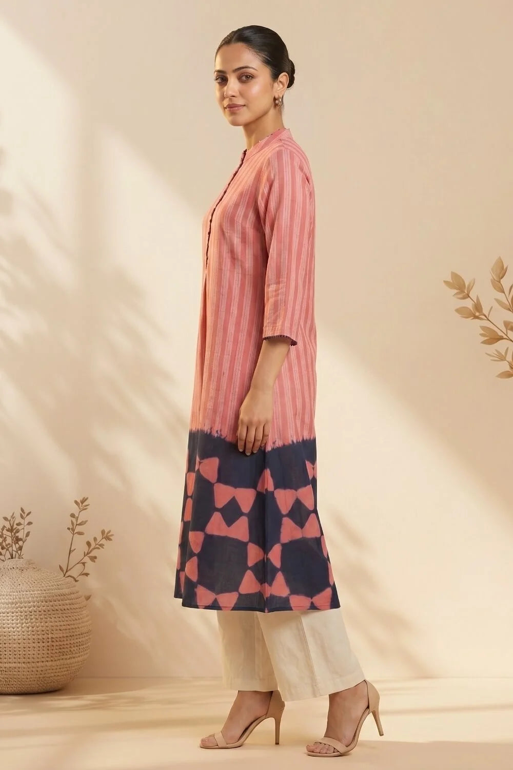Rosé Rhythm Hand Shibori Chanderi Kurta