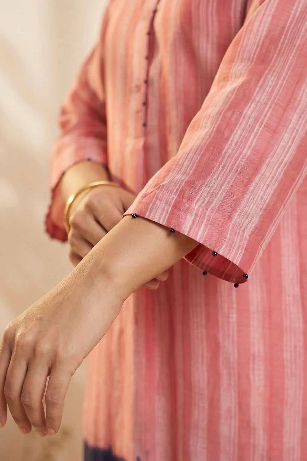 Rosé Rhythm Hand Shibori Chanderi Kurta