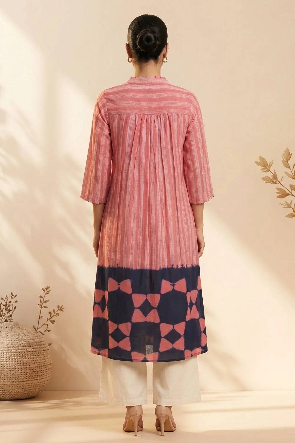 Rosé Rhythm Hand Shibori Chanderi Kurta