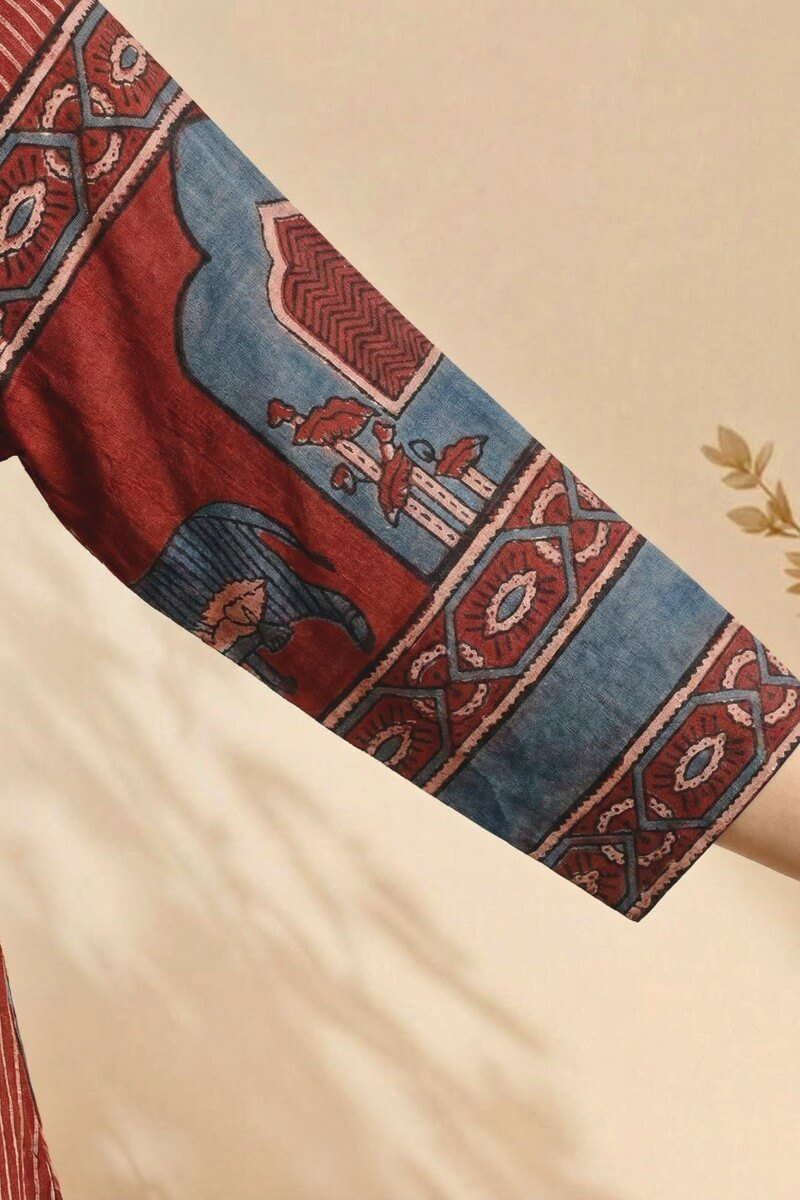 Maroon Heritage Ajrakh Dobby Kurta