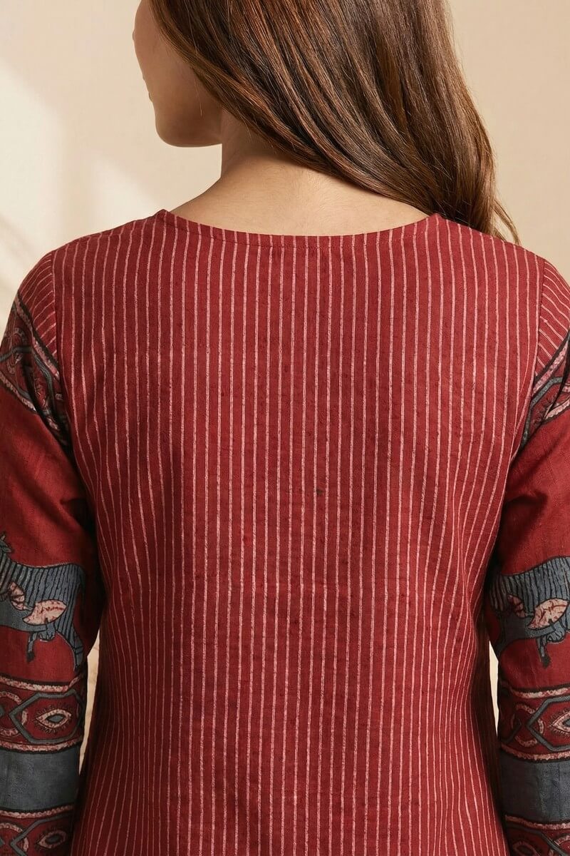 Maroon Heritage Ajrakh Dobby Kurta