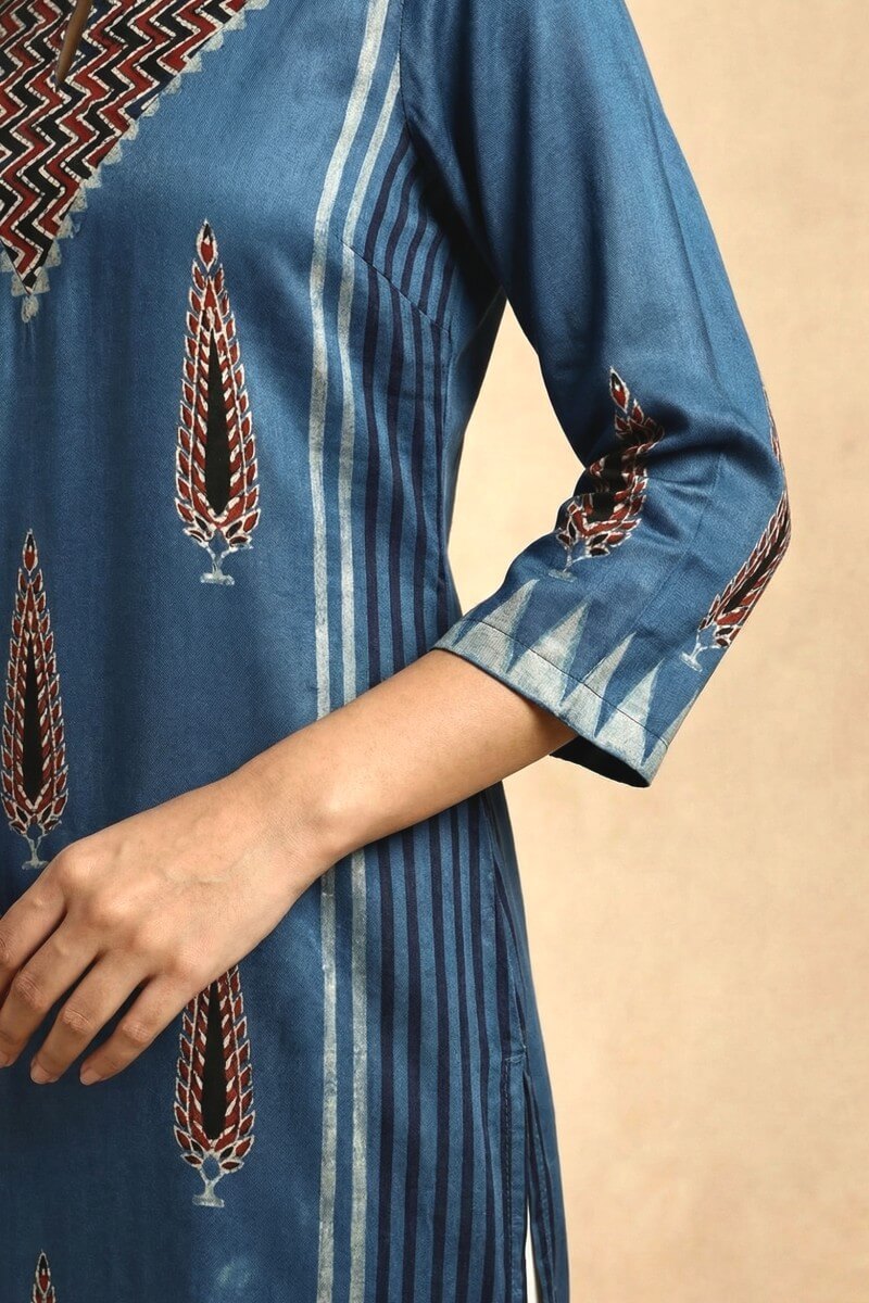 Midnight Ajrakh Muse Modal Kurta