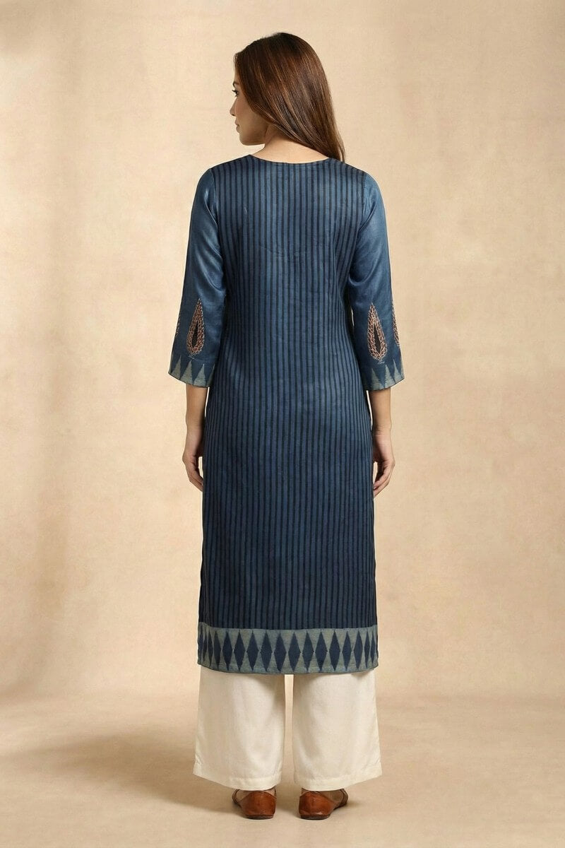 Midnight Ajrakh Muse Modal Kurta