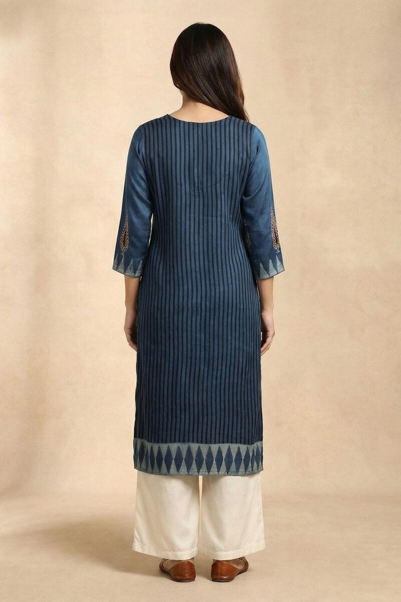 Midnight Ajrakh Muse Modal Kurta