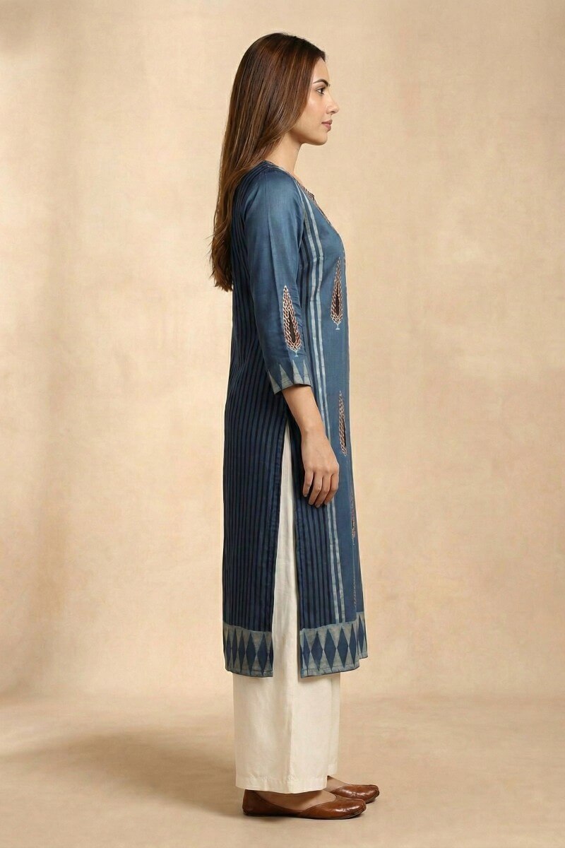 Midnight Ajrakh Muse Modal Kurta