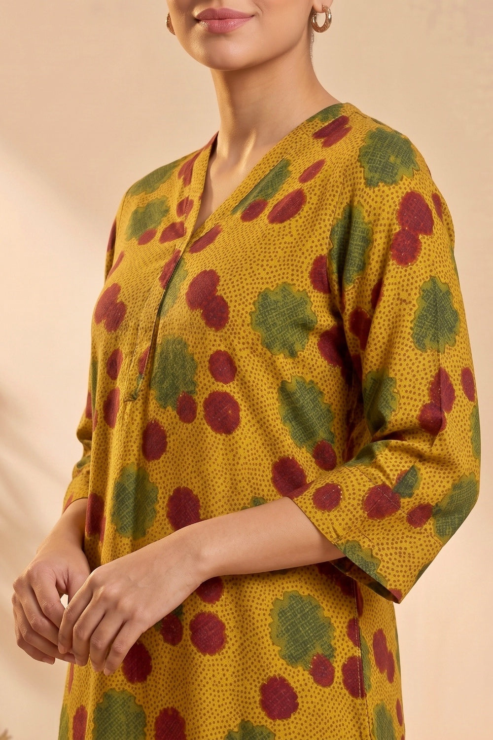 Mustard Bloom Ajrakh Modal Kaftan Top