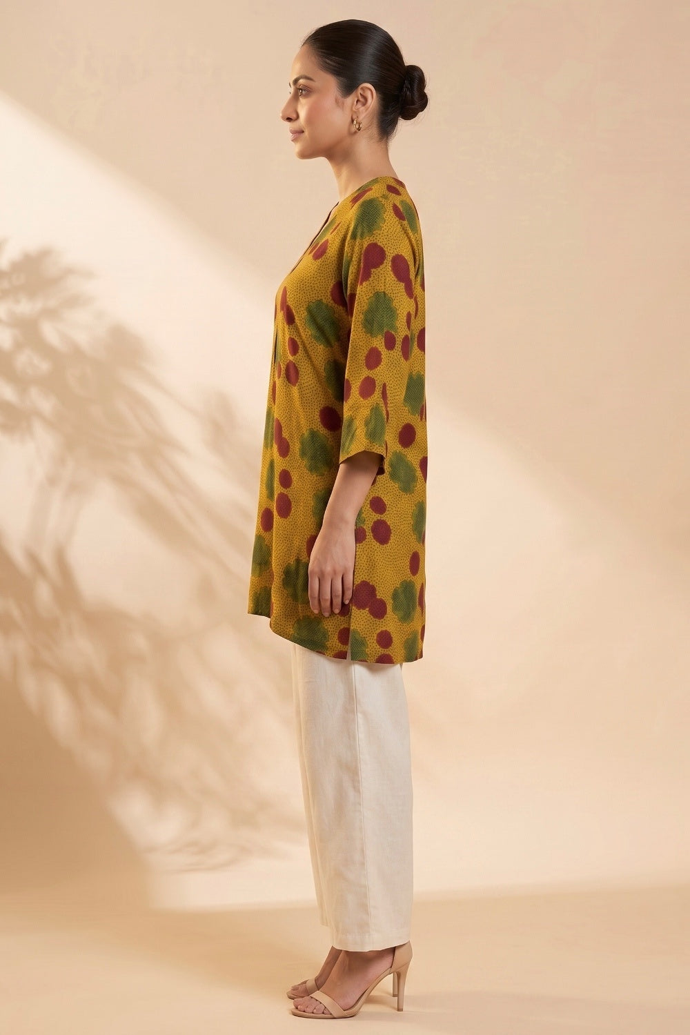 Mustard Bloom Ajrakh Modal Kaftan Top