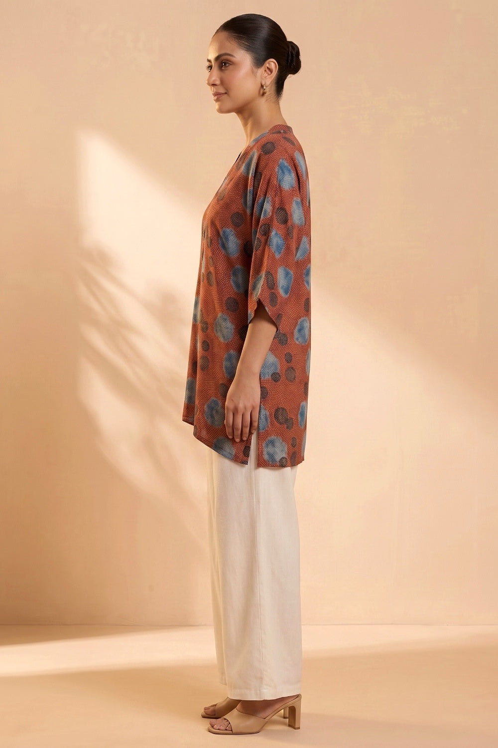 Rust Bloom Ajrakh Modal Kaftan Top
