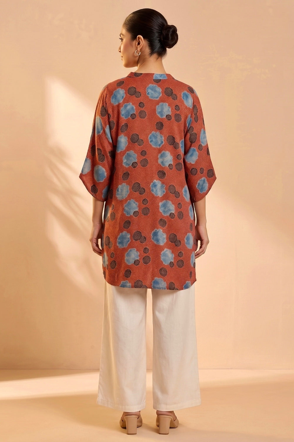 Rust Bloom Ajrakh Modal Kaftan Top