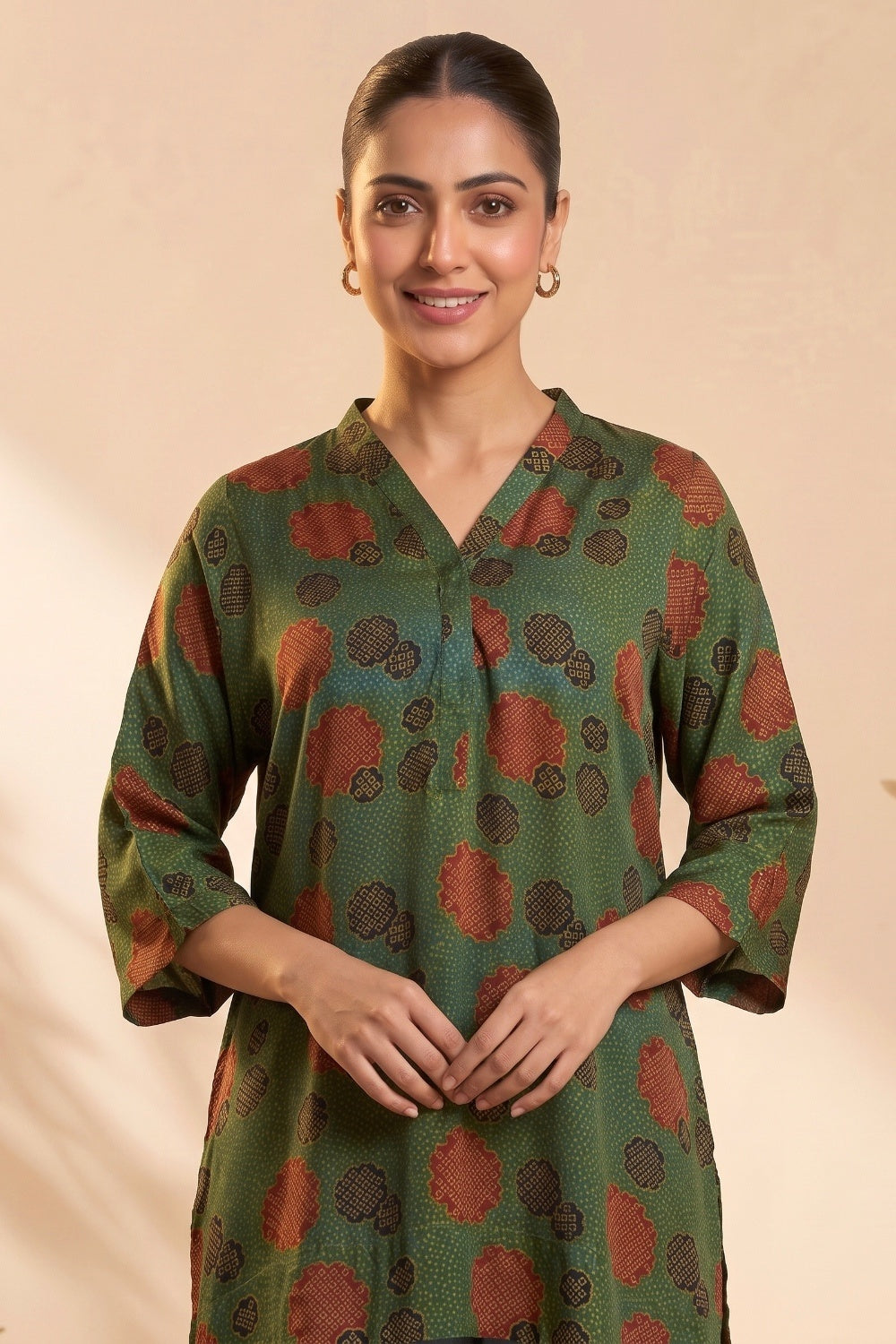 Emerald Grove Ajrakh Modal Kaftan Top