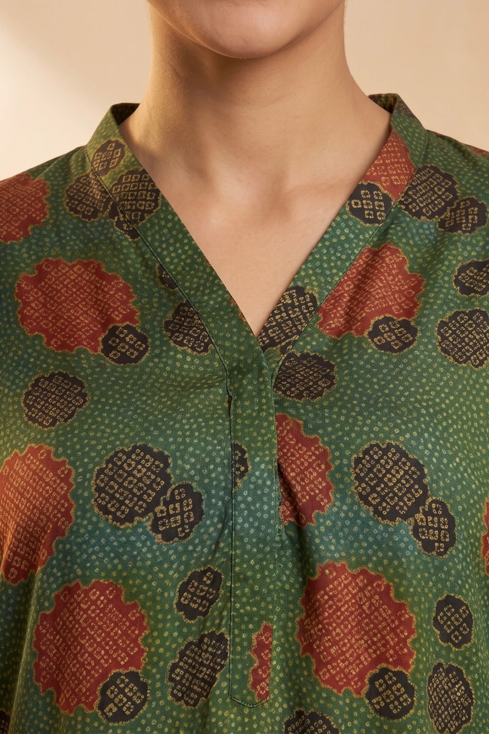 Emerald Grove Ajrakh Modal Kaftan Top