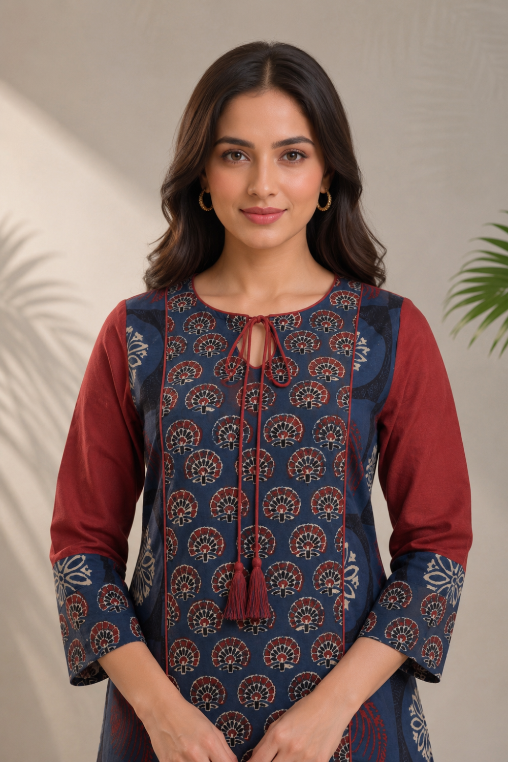 Mehrun Ajrakh Handwork Cotton Dobby Kurta