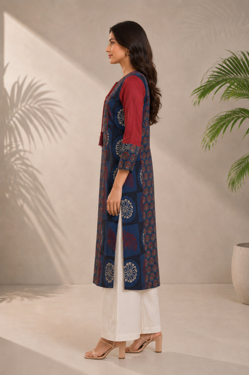 Ruhani Indigo Hand Ajrakh Cotton Kurta