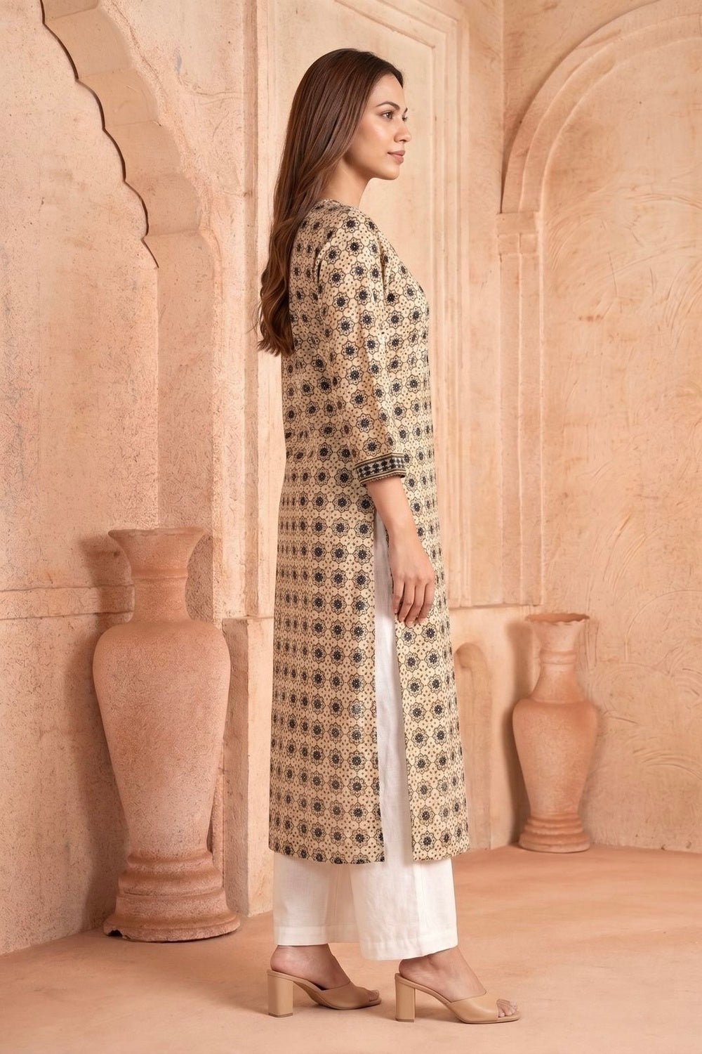 Mehrun Cotton Dobby Hand Ajrakh Kurta
