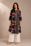 Indraneel Placement Ajrakh Cotton Dobby Shirt Dress