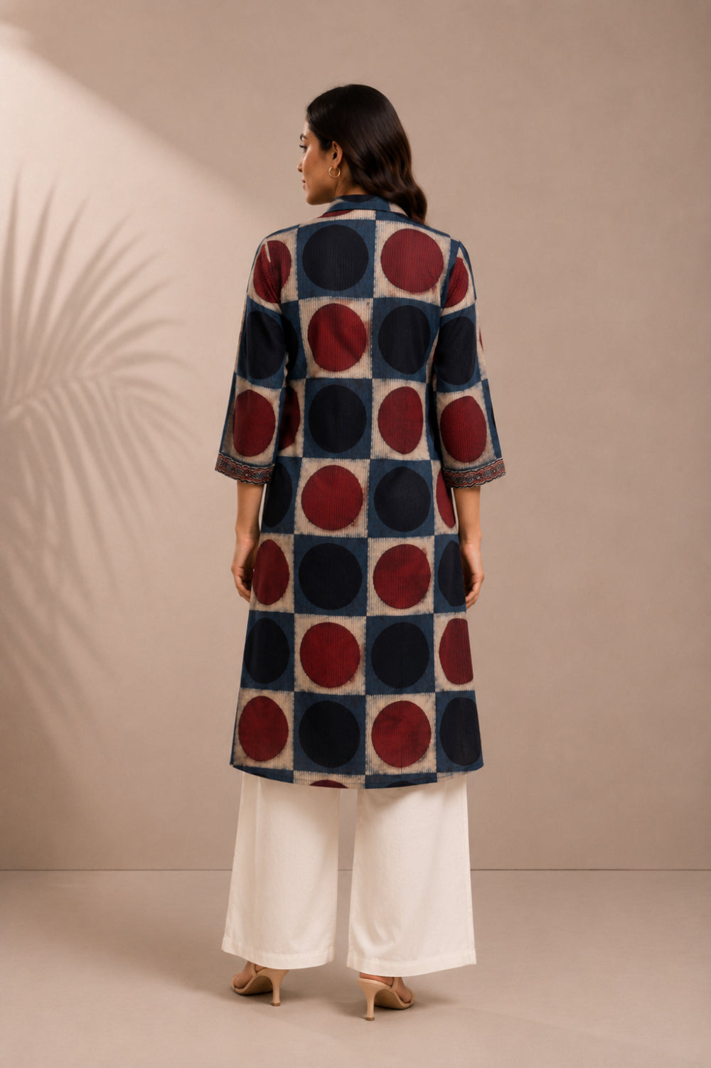 Indraneel Placement Ajrakh Cotton Dobby Shirt Dress