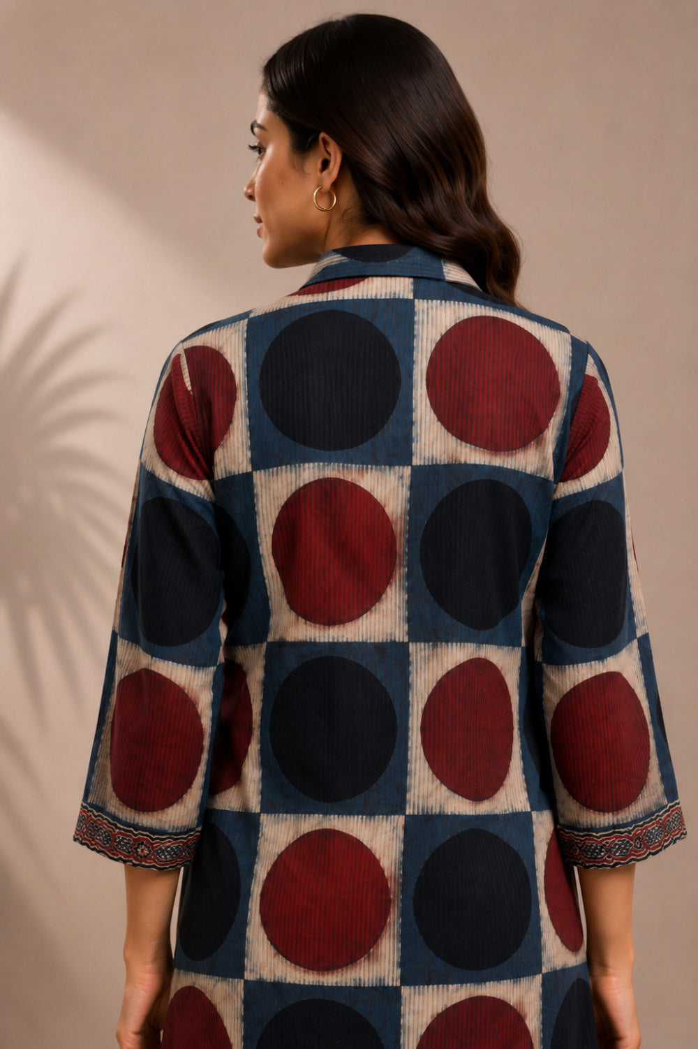 Indraneel Placement Ajrakh Cotton Dobby Shirt Dress