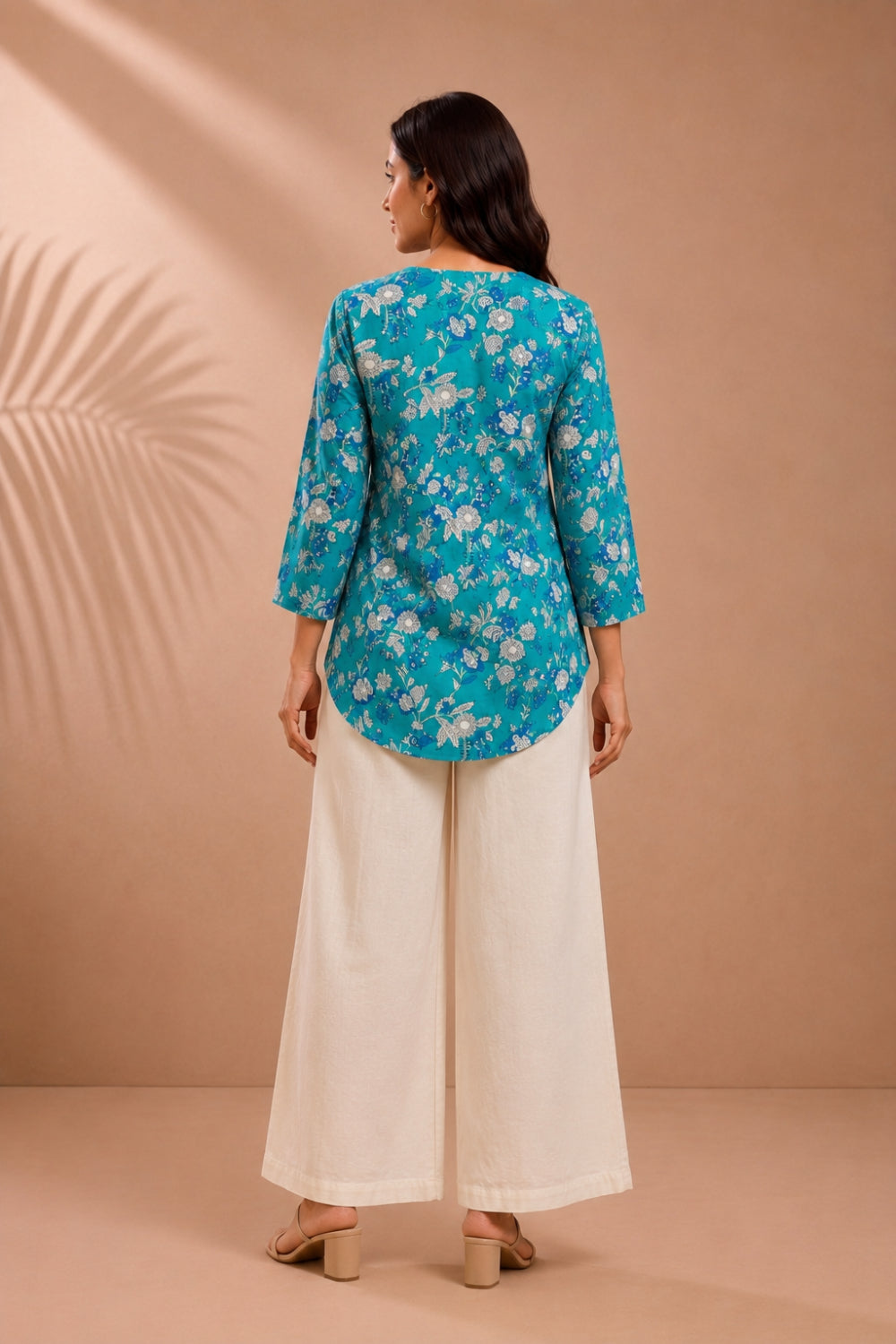 Neel Aabha Hand Block Printed Gather Top