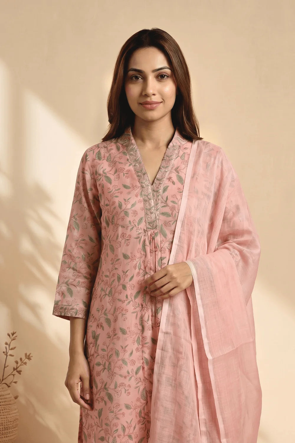 Blush Vine Chanderi Elegance Set