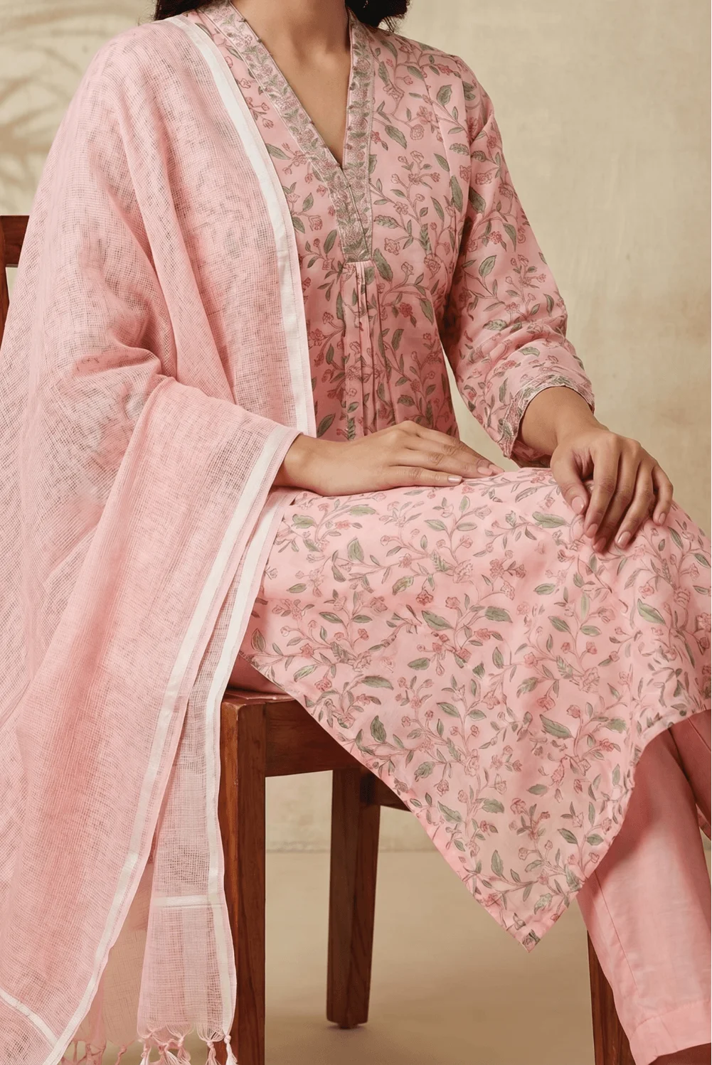 Blush Vine Chanderi Elegance Set