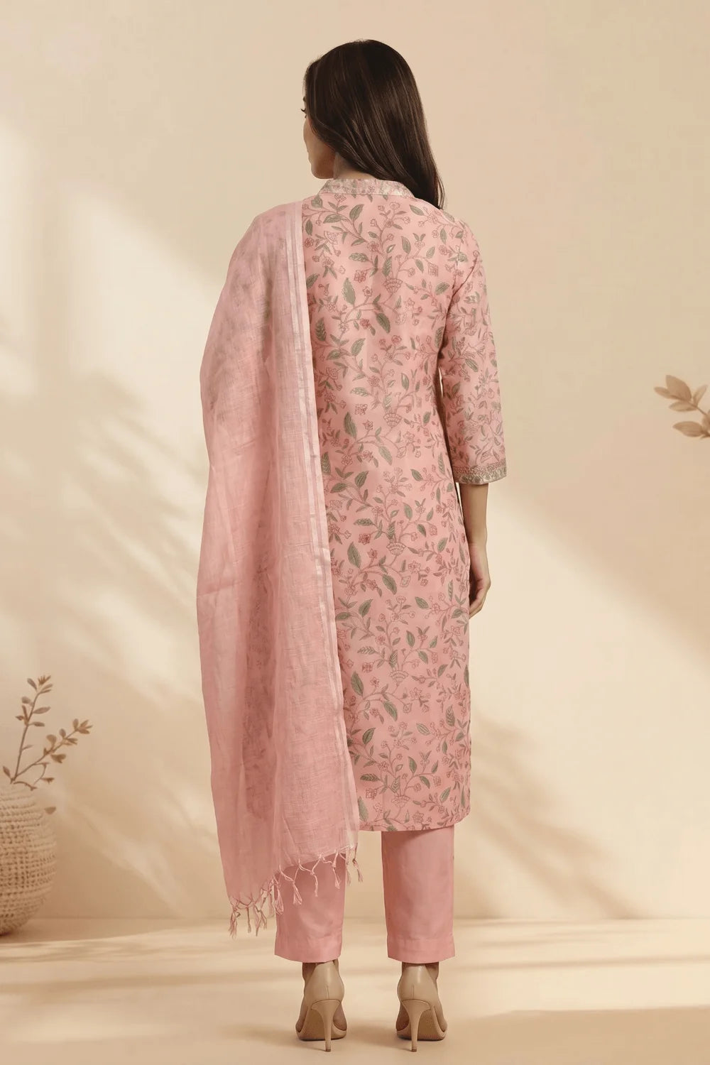 Blush Vine Chanderi Elegance Set