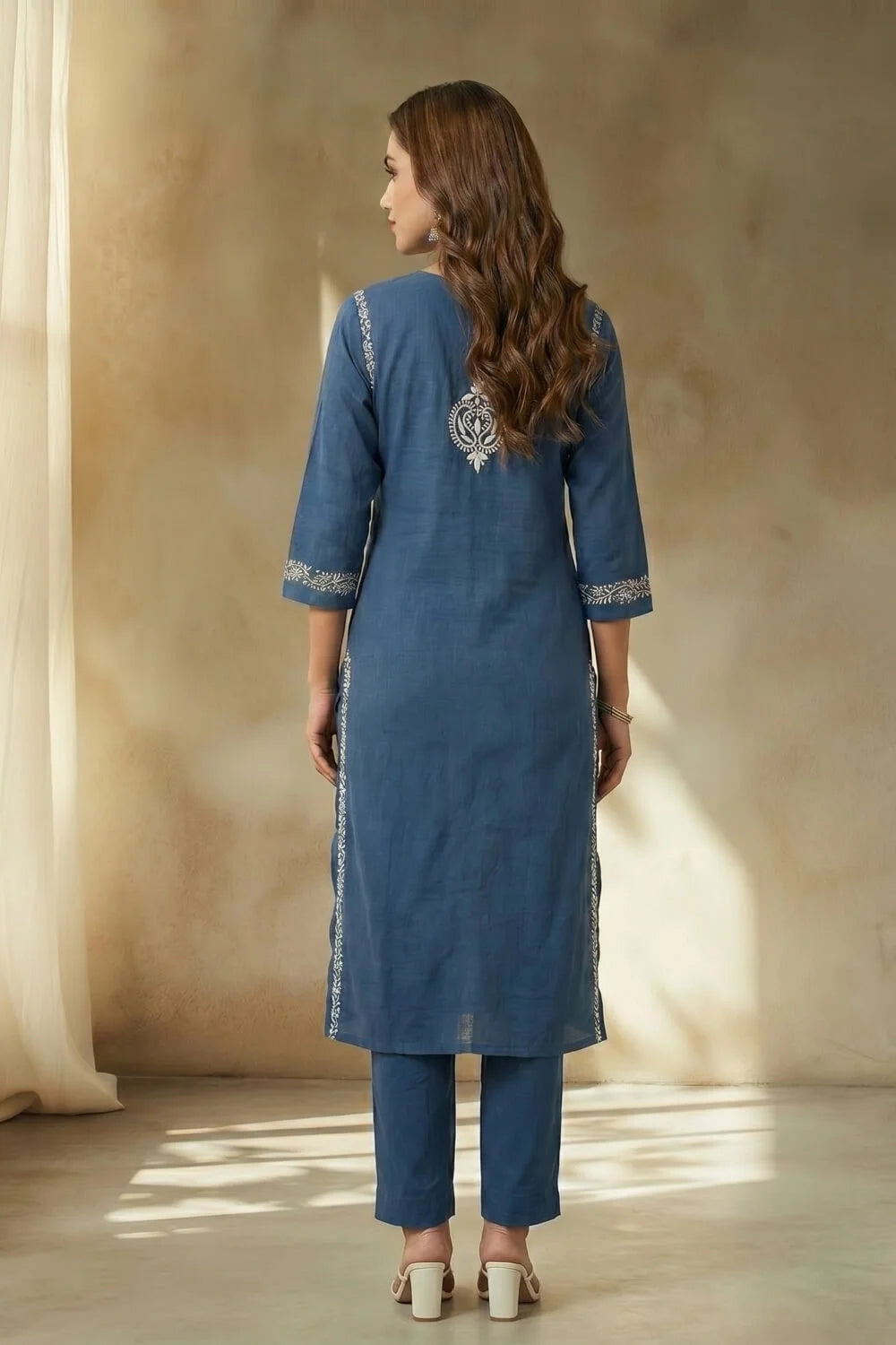 Azure Noor Chikankari Cotton Slub Set