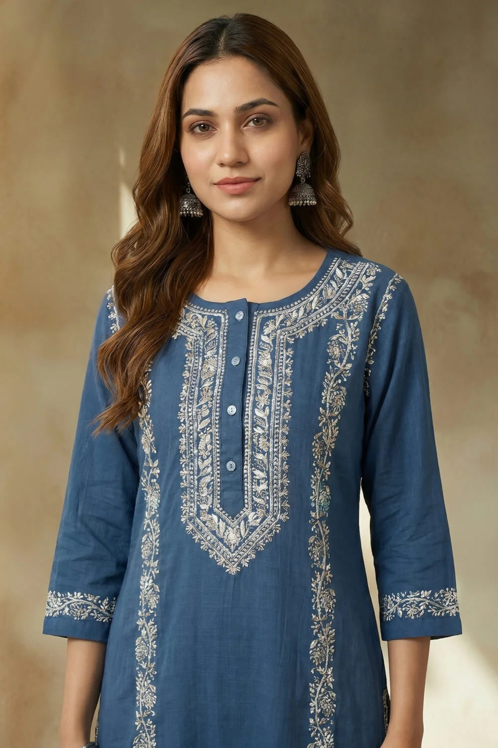 Azure Noor Chikankari Cotton Slub Set