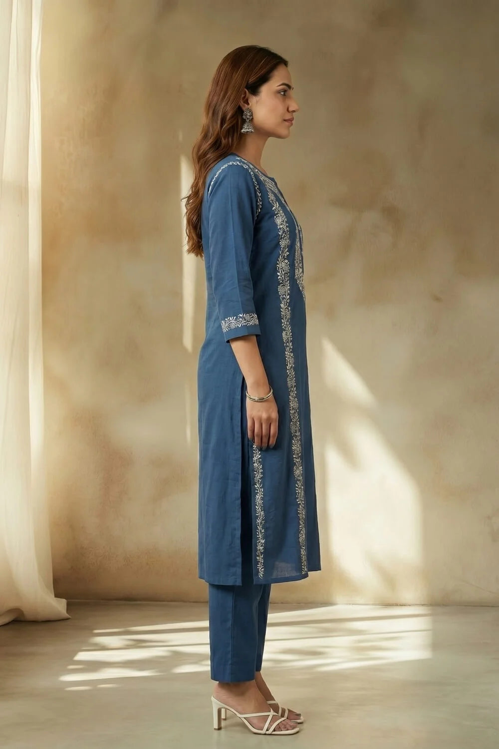Azure Noor Chikankari Cotton Slub Set