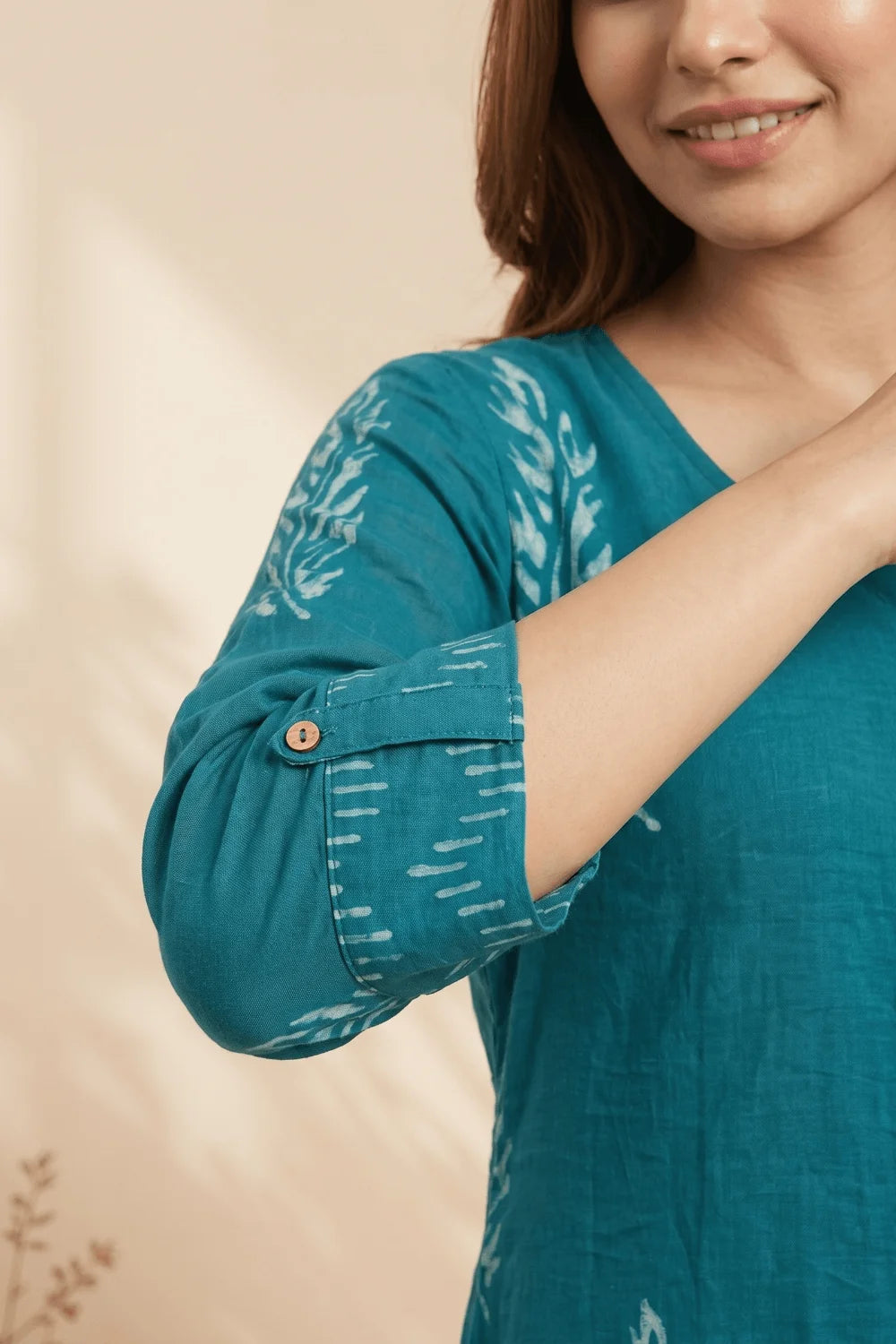 Teal Whisper Mulmul Layered Dress