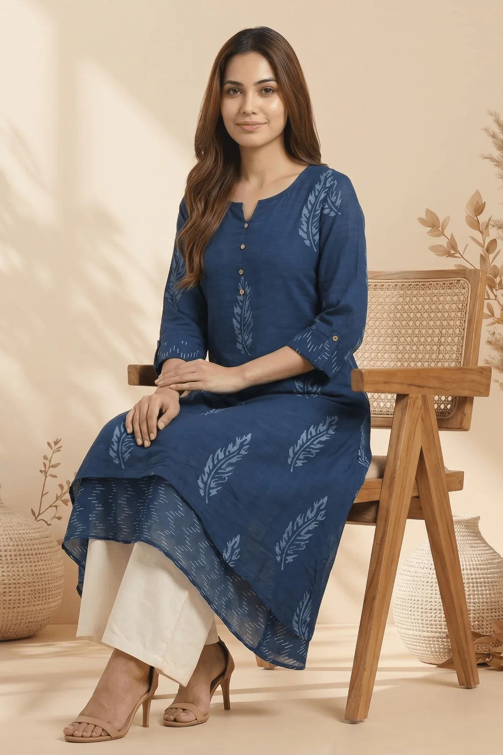 Midnight Fern Mulmul Layered Dress