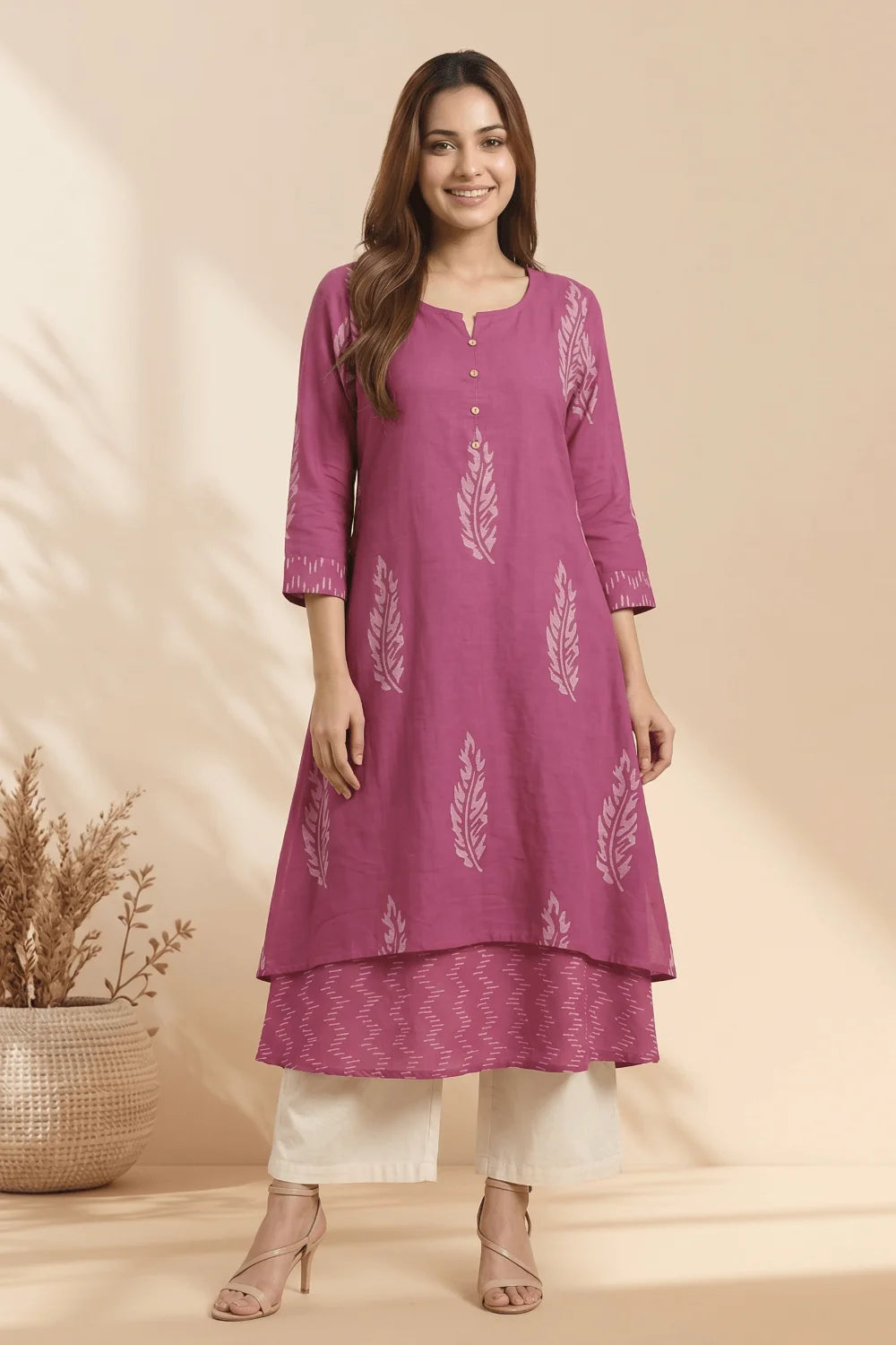 Rosewood Fern Mulmul Layered Dress
