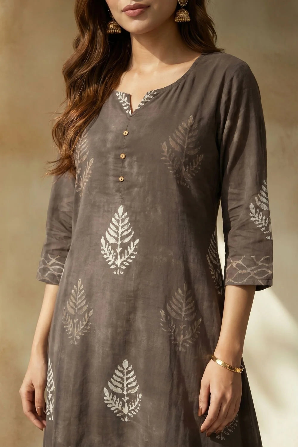 Smoky Fern Mulmul Layered Dress