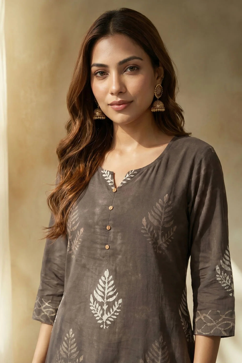 Smoky Fern Mulmul Layered Dress