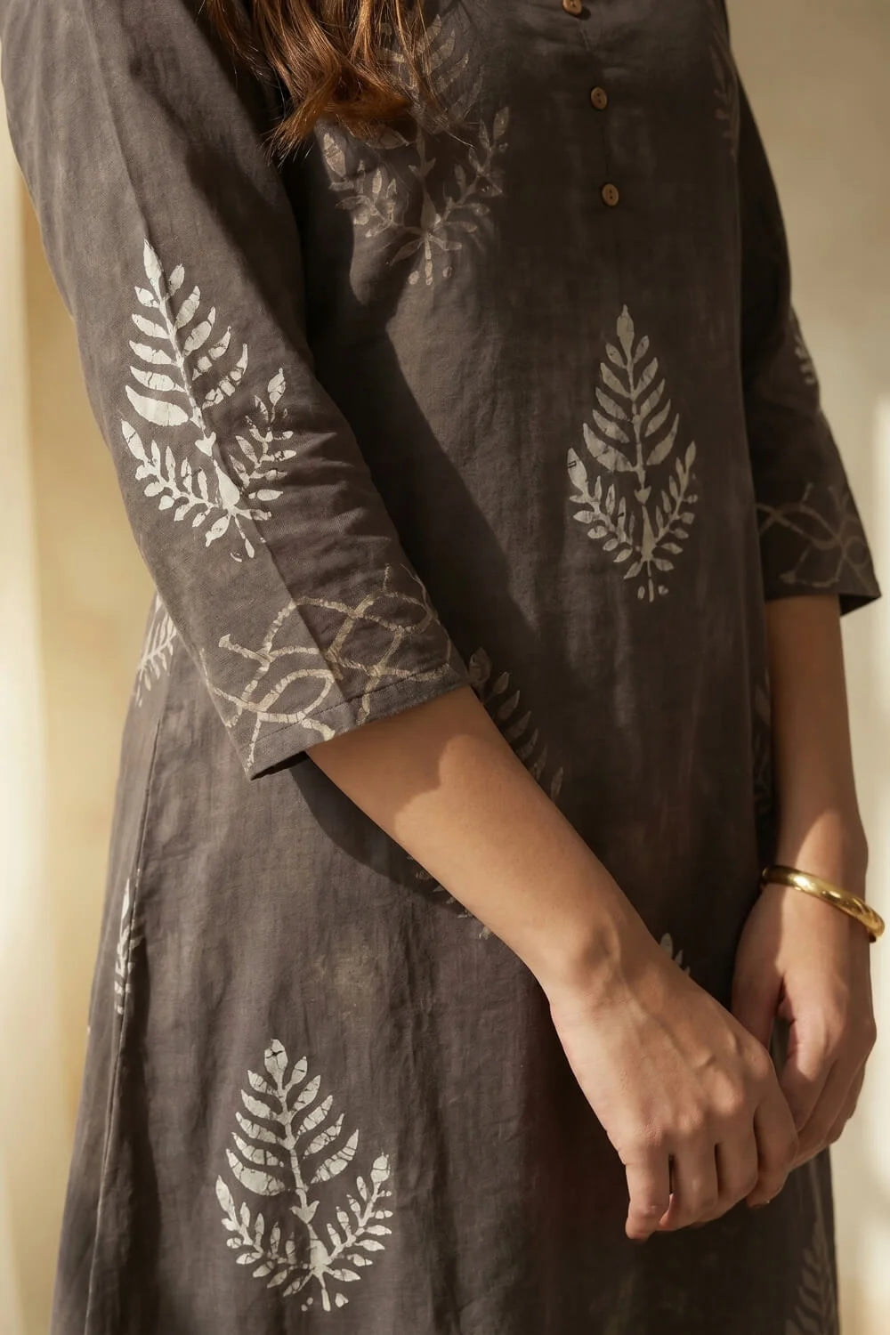 Smoky Fern Mulmul Layered Dress