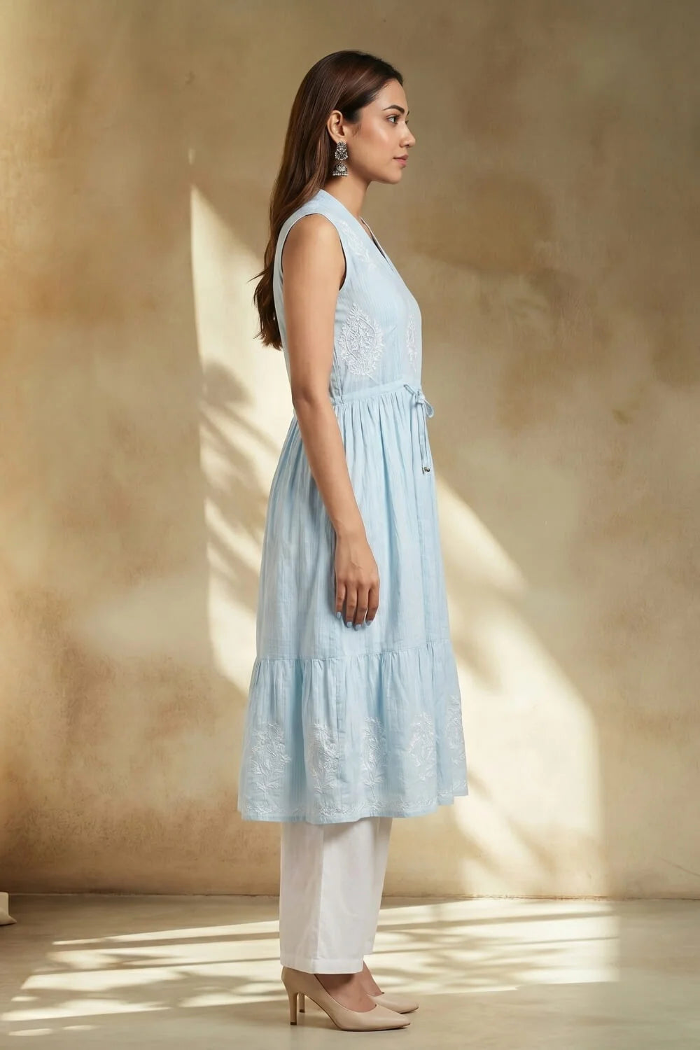 Sky Elara Chikankari Dobby Kurta