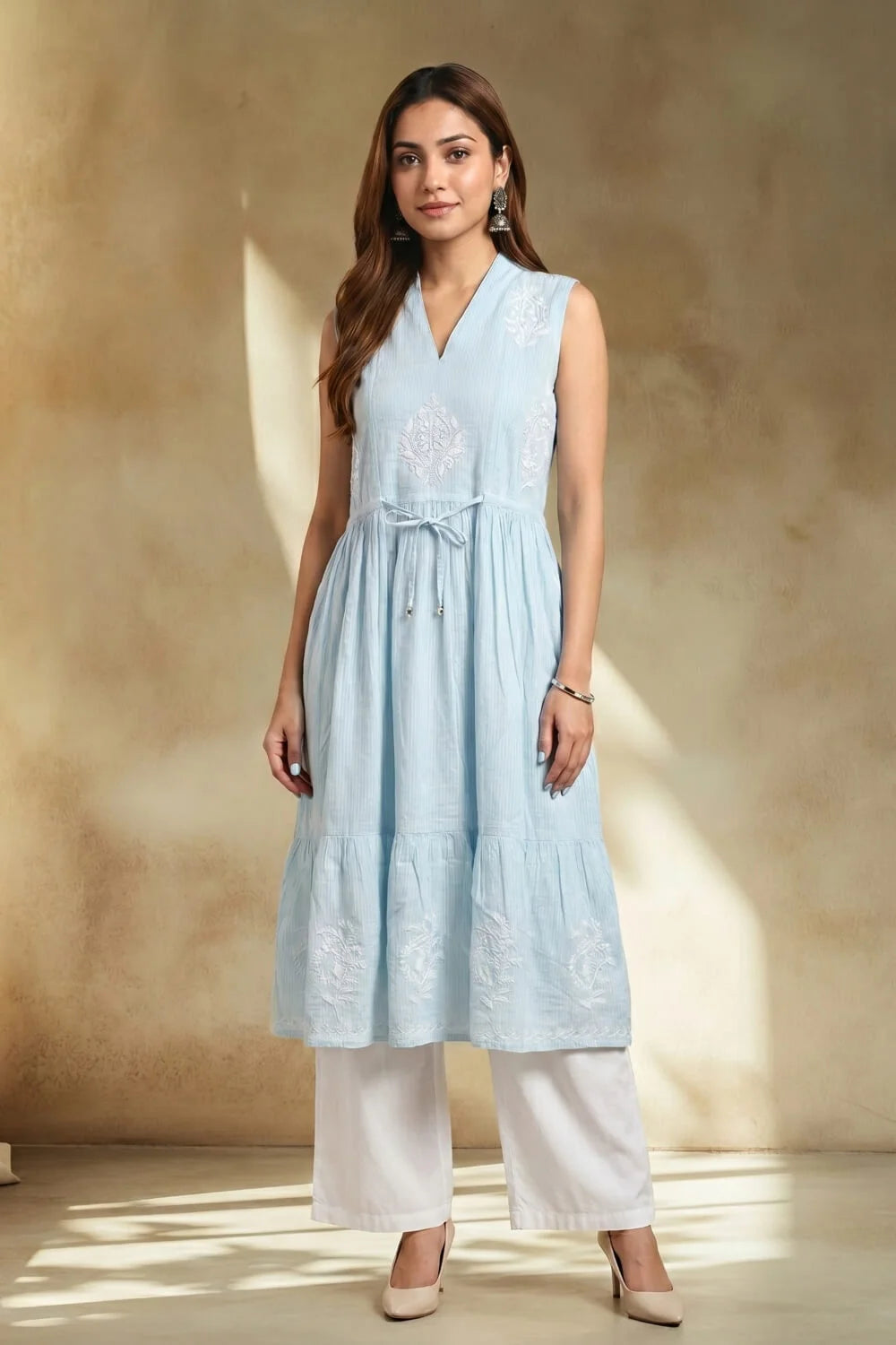 Sky Elara Chikankari Dobby Kurta