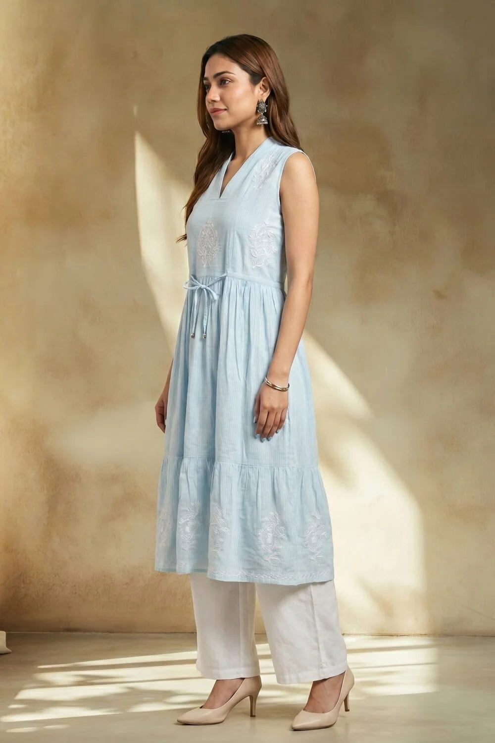 Sky Elara Chikankari Dobby Kurta