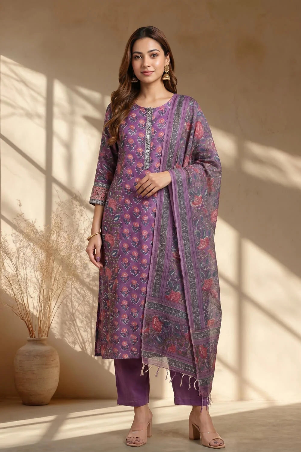 Noor-e-Violet Modal Handblock Suit Set