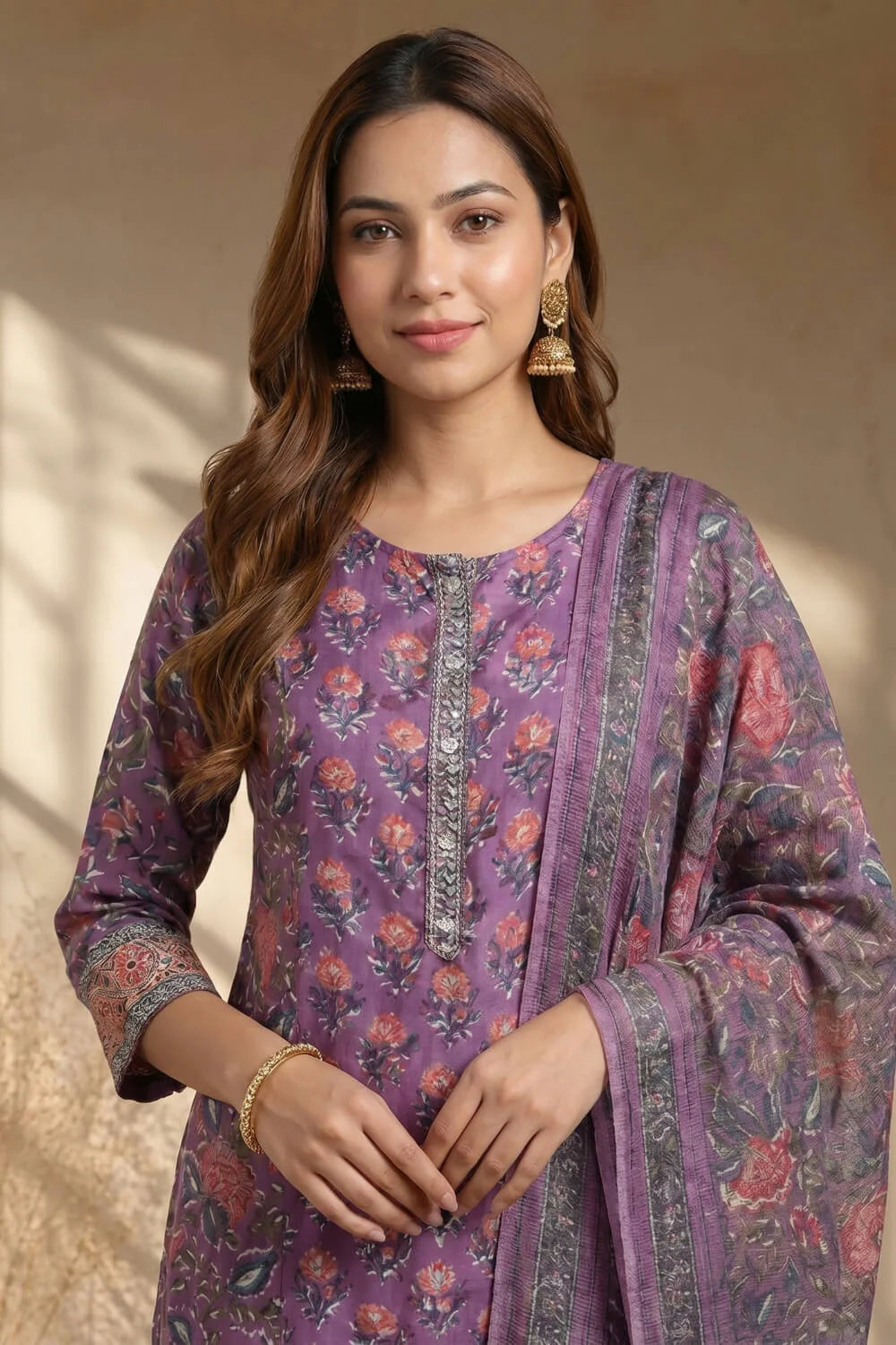 Noor-e-Violet Modal Handblock Suit Set