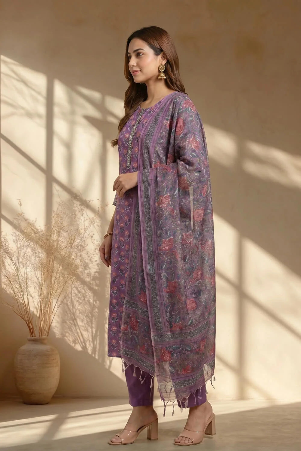 Noor-e-Violet Modal Handblock Suit Set