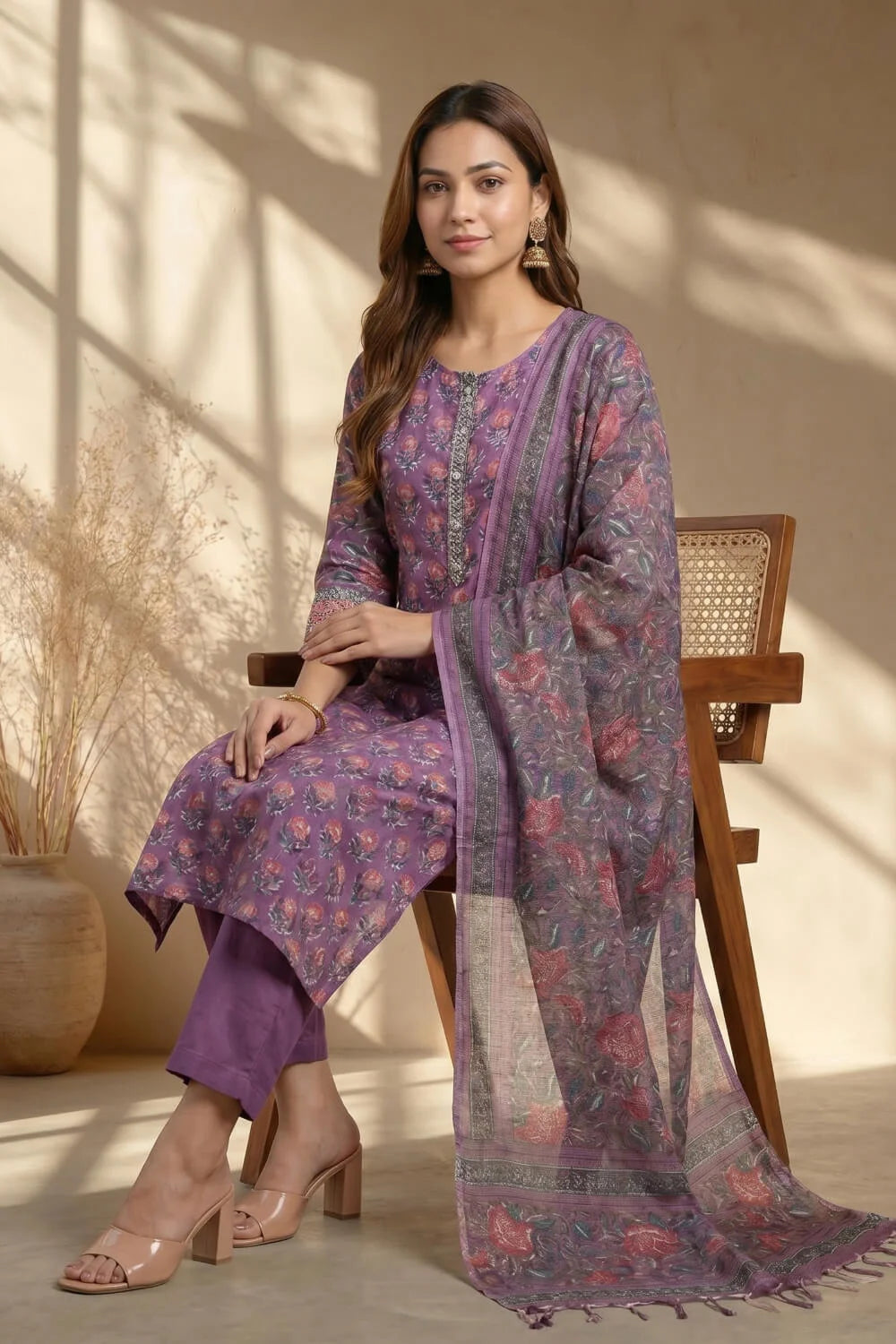 Noor-e-Violet Modal Handblock Suit Set