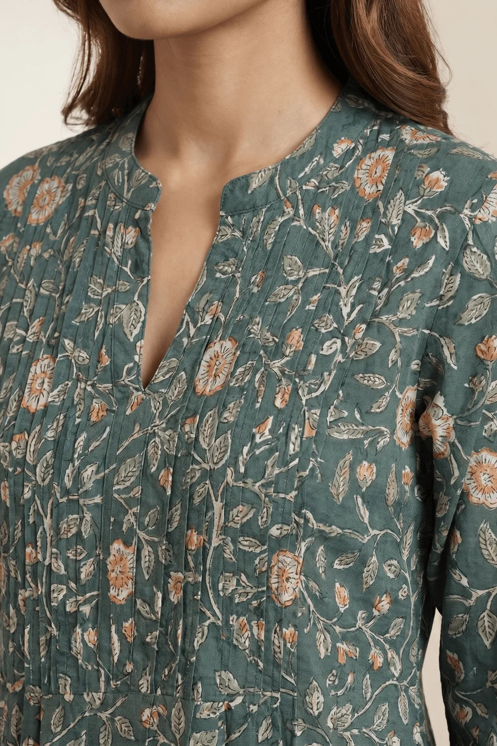Meher Gul Handblock Pintuck Kurta